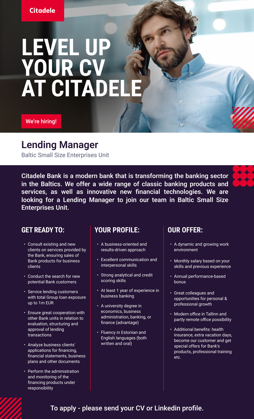 AS CITADELE BANKA EESTI FILIAAL Lending Manager