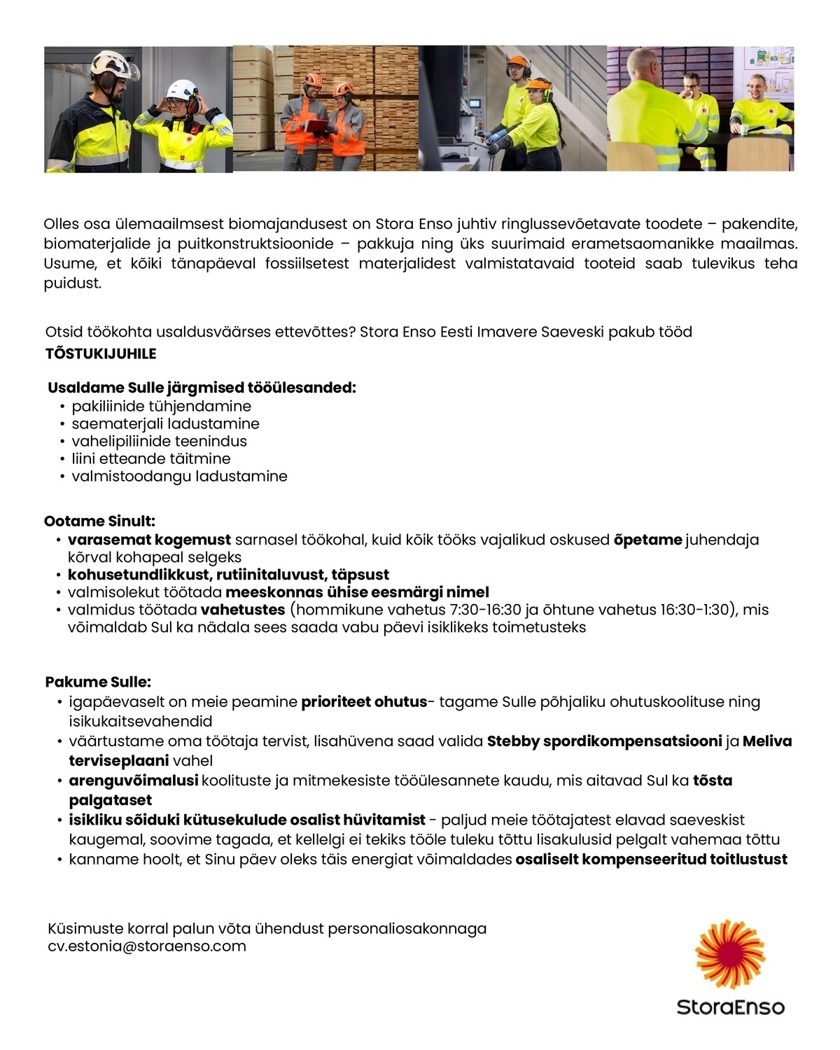 Stora Enso Eesti AS Tõstukijuht