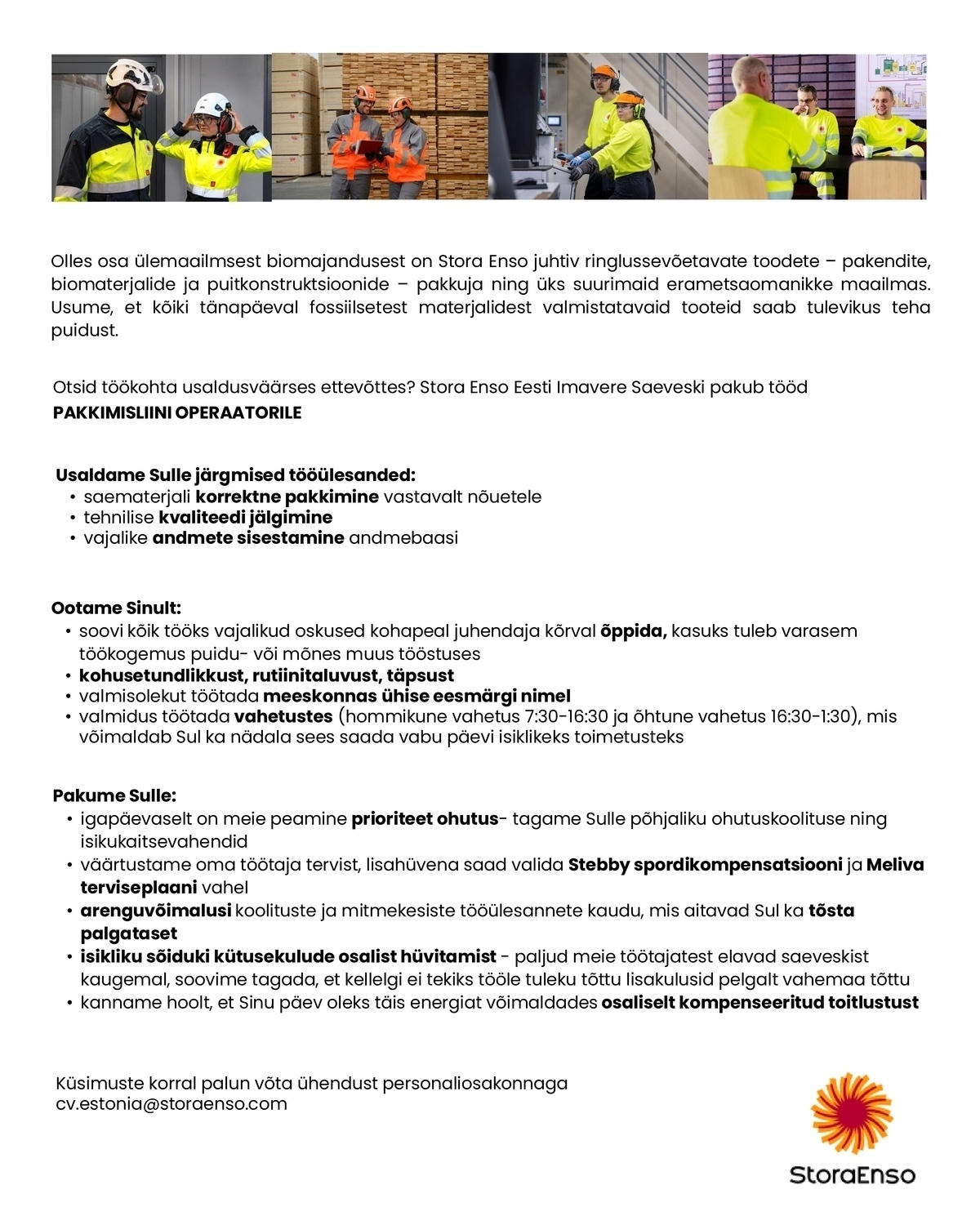 Stora Enso Eesti AS Pakkimisliini operaator