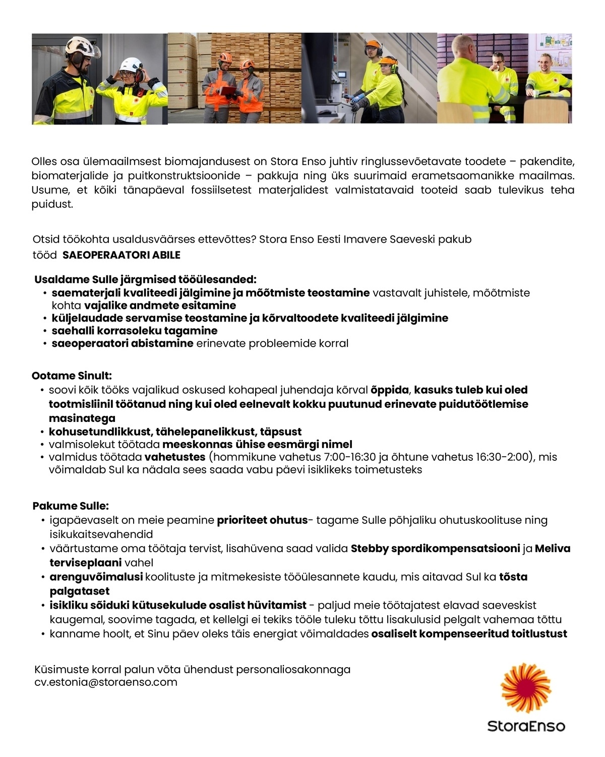 Stora Enso Eesti AS Saeoperaatori abi