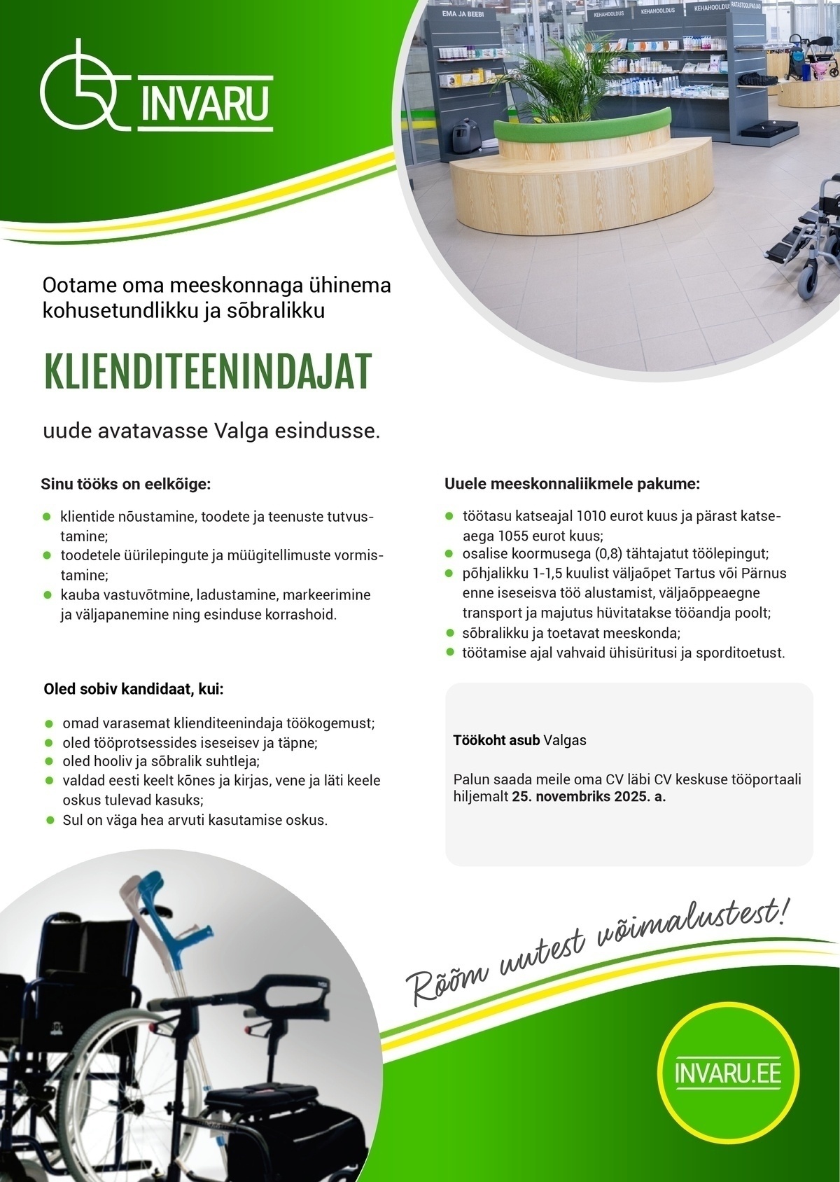 Invaru OÜ Klienditeenindaja Invaru Valga esinduses