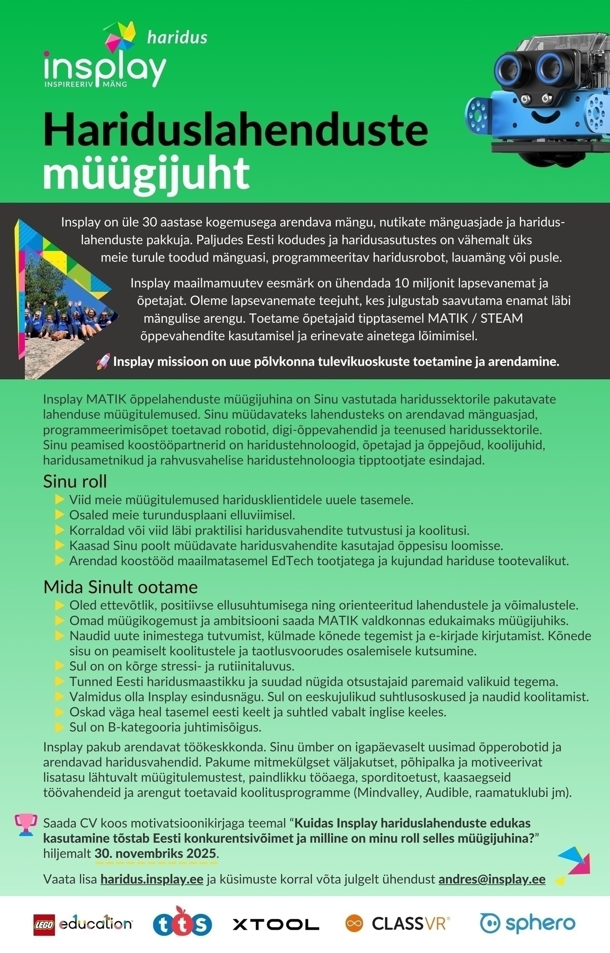 Insplay | Rekato OÜ Hariduslahenduste müügijuht