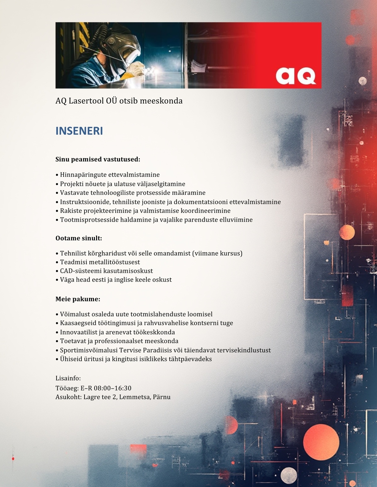 AQ Lasertool OÜ Insener