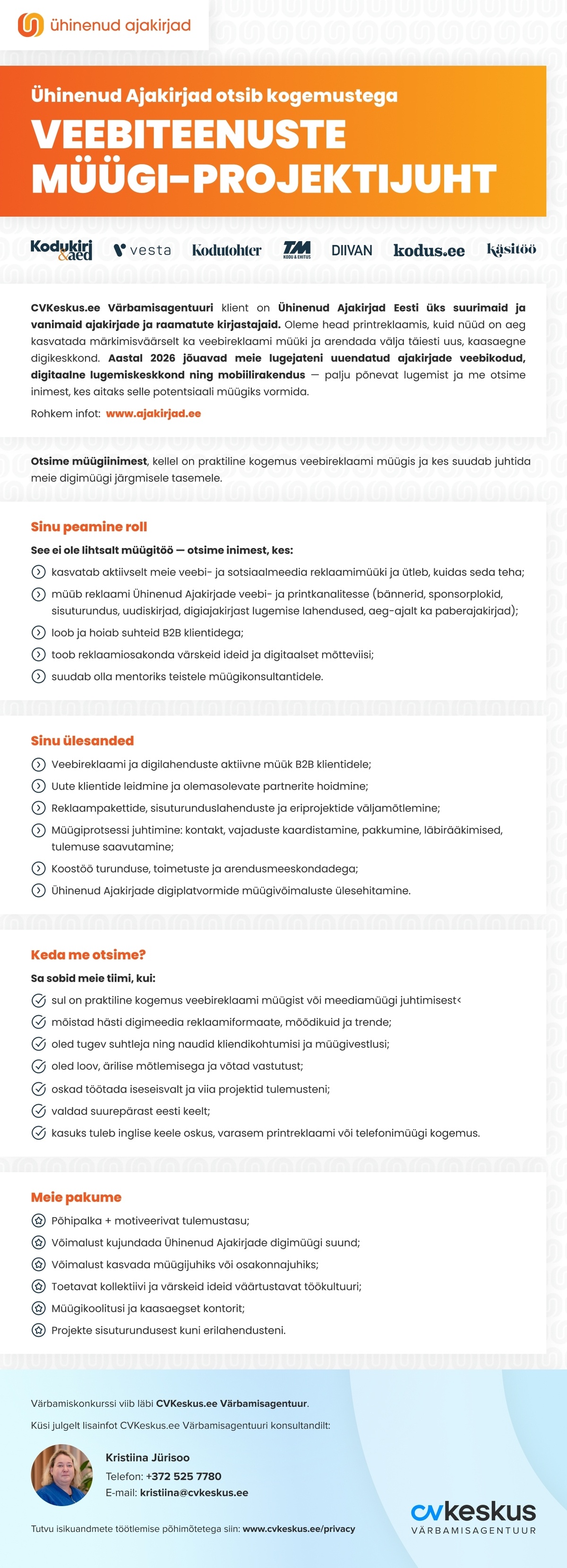 Ühinenud Ajakirjad OÜ VEEBITEENUSTE MÜÜGI-PROJEKTIJUHT