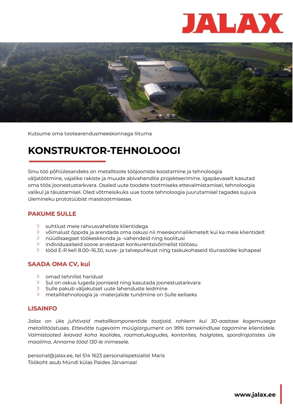 Jalax AS Konstruktor-tehnoloog