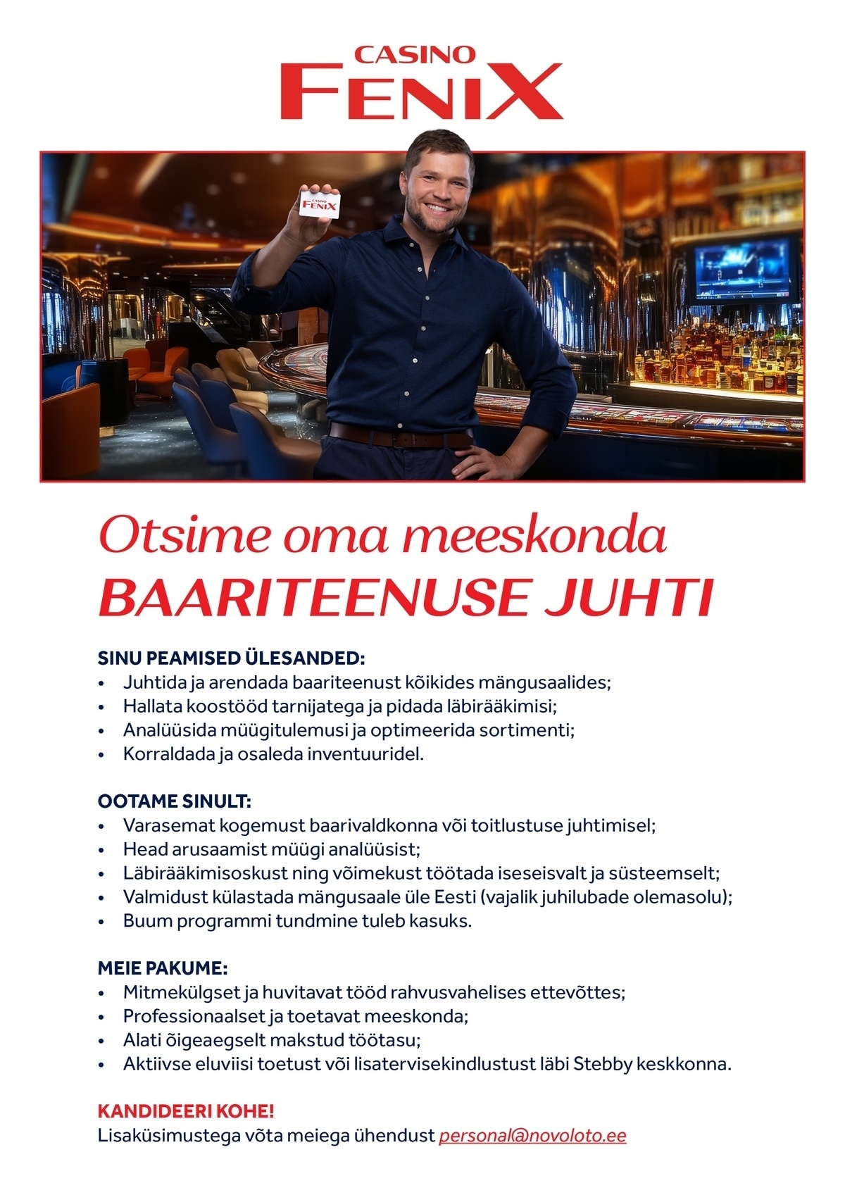 Novoloto OÜ Baariteenuse juht