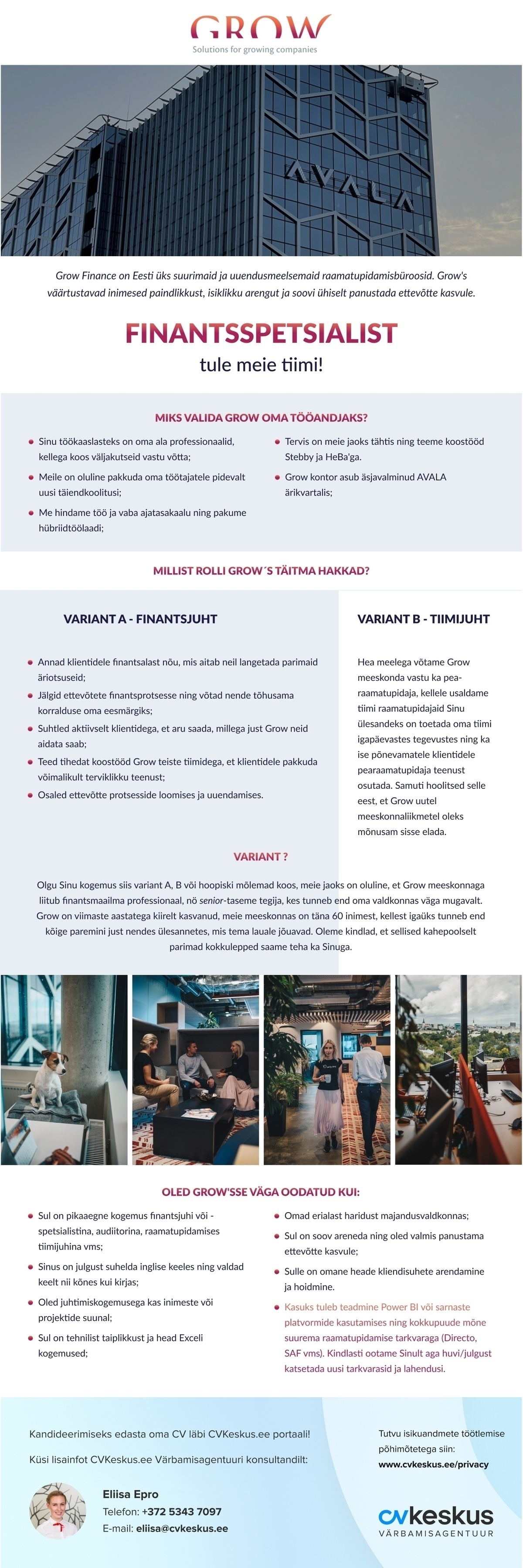 Grow Finance OÜ Finantsspetsialist
