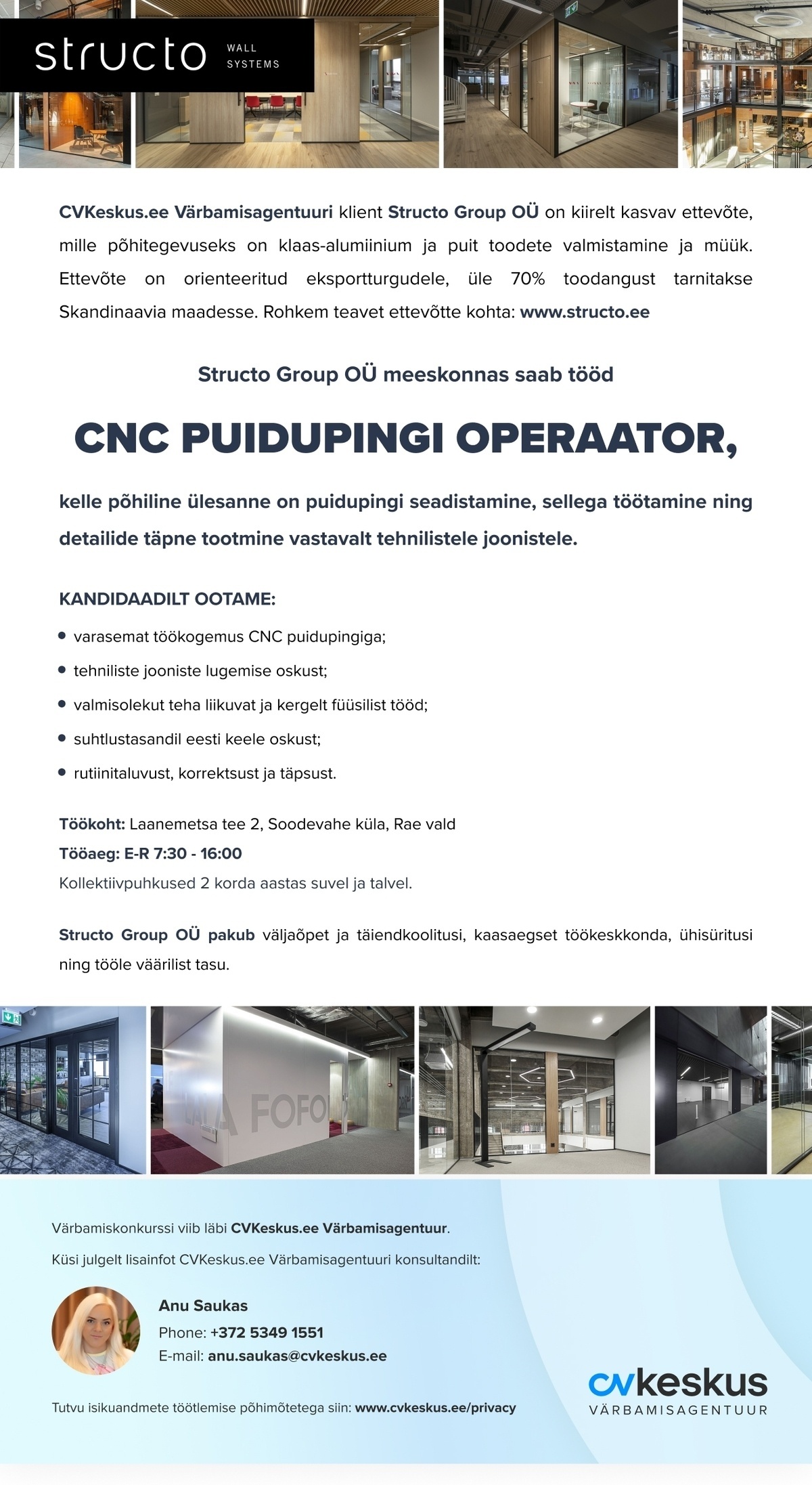 Structo Group OÜ CNC PUIDUPINGI OPERAATOR