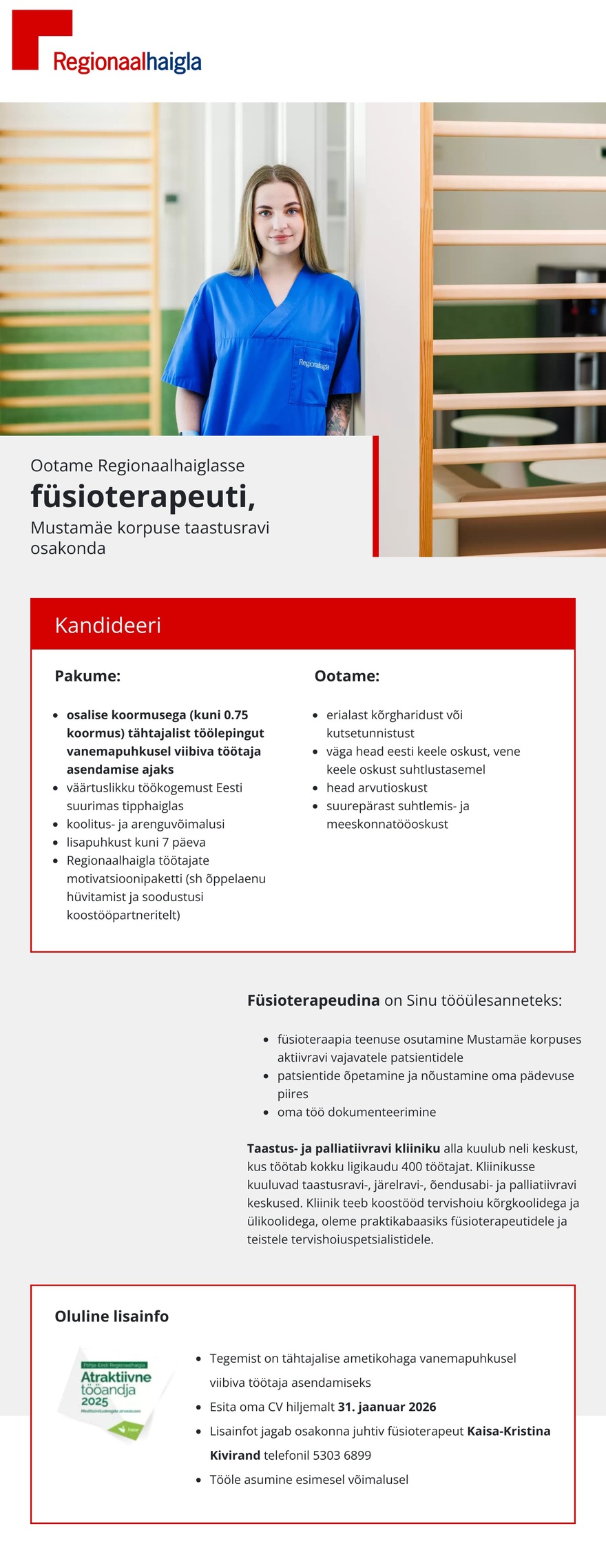 Põhja-Eesti Regionaalhaigla Füsioterapeut taastusravi osakonda