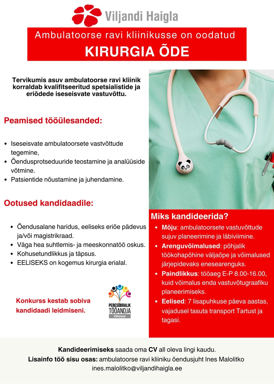 SA Viljandi Haigla Kirurgia õde