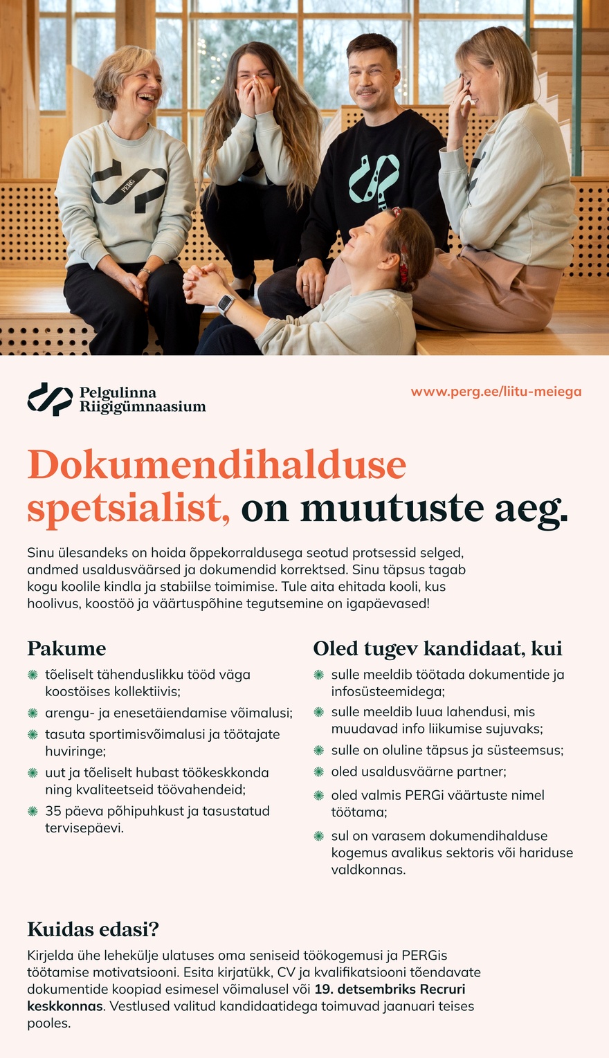 Pelgulinna Riigigümnaasium Dokumendihalduse spetsialist