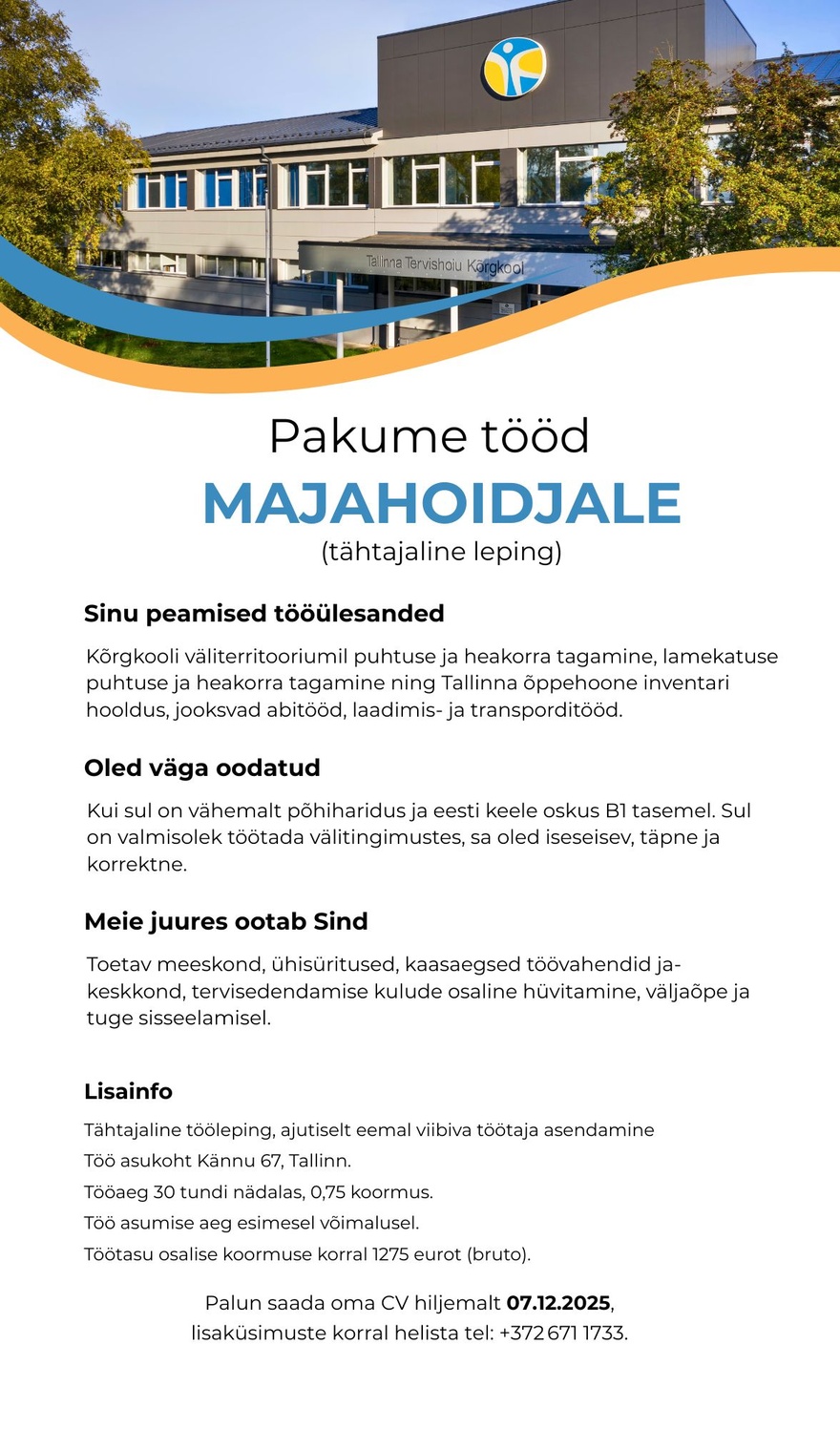 Tallinna Tervishoiu Kõrgkool Majahoidja