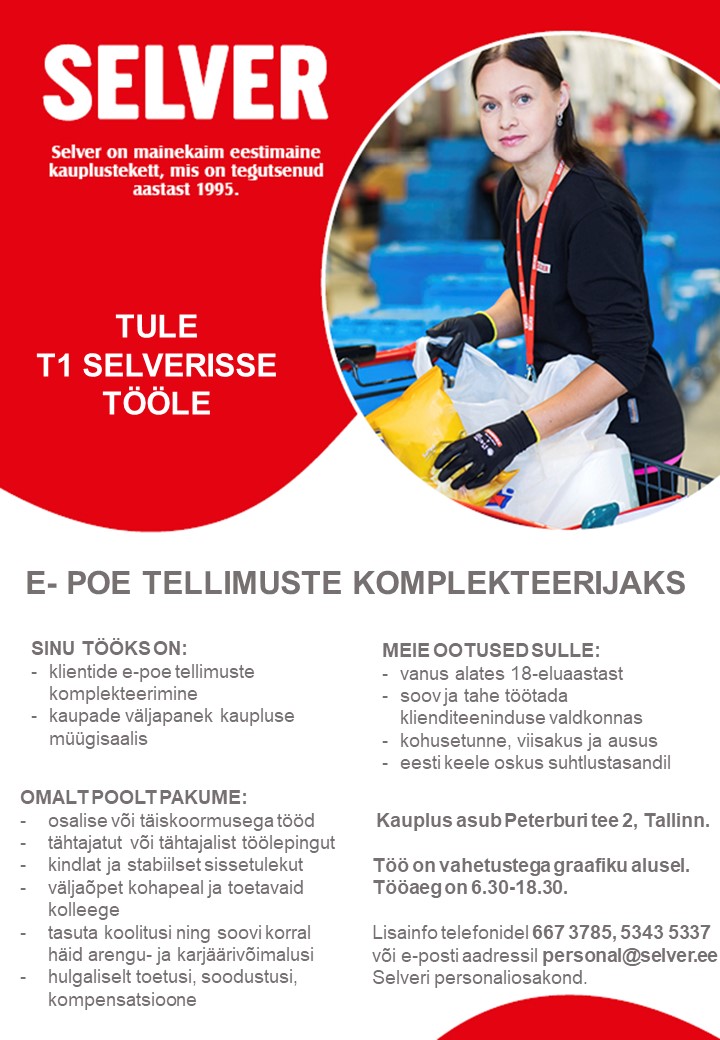 Selver E-poe tellimuste komplekteerija T1 Selveris