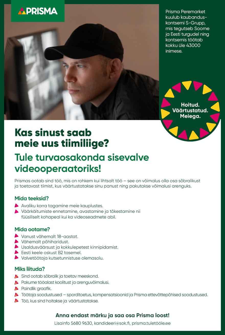 Prisma Peremarket AS Sisevalve videooperaator Tallinn