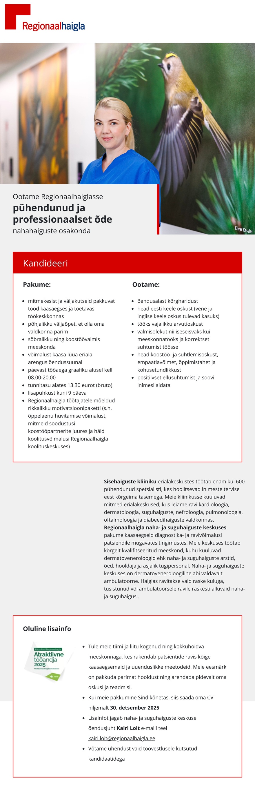 Põhja-Eesti Regionaalhaigla Õde nahahaiguste osakonda
