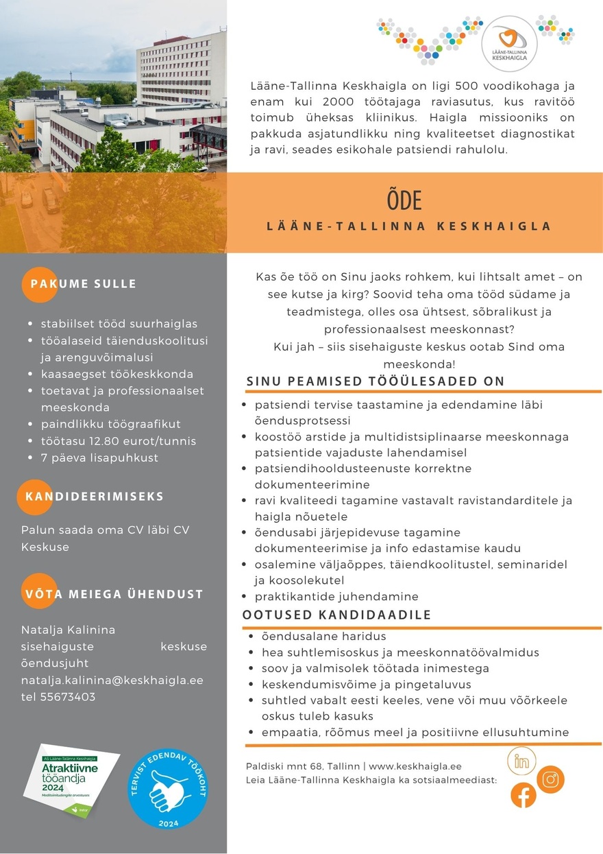 AS Lääne-Tallinna Keskhaigla Õde sisehaiguste keskuses