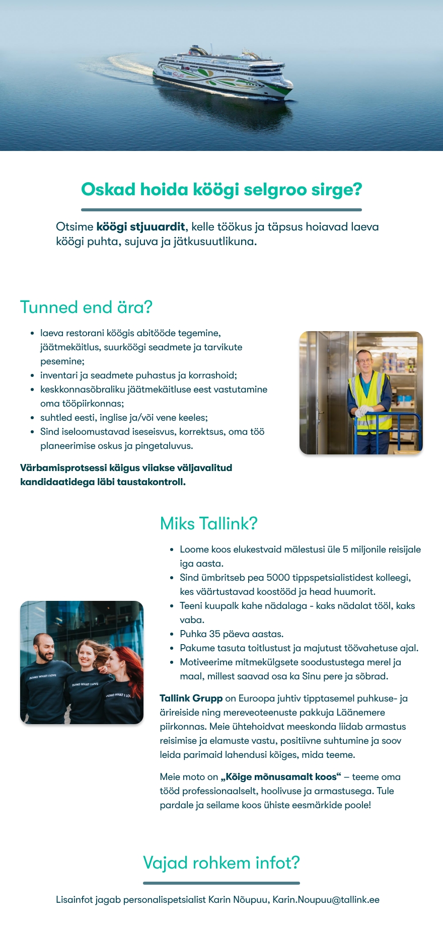 Tallink Grupp AS Köögi stjuuard