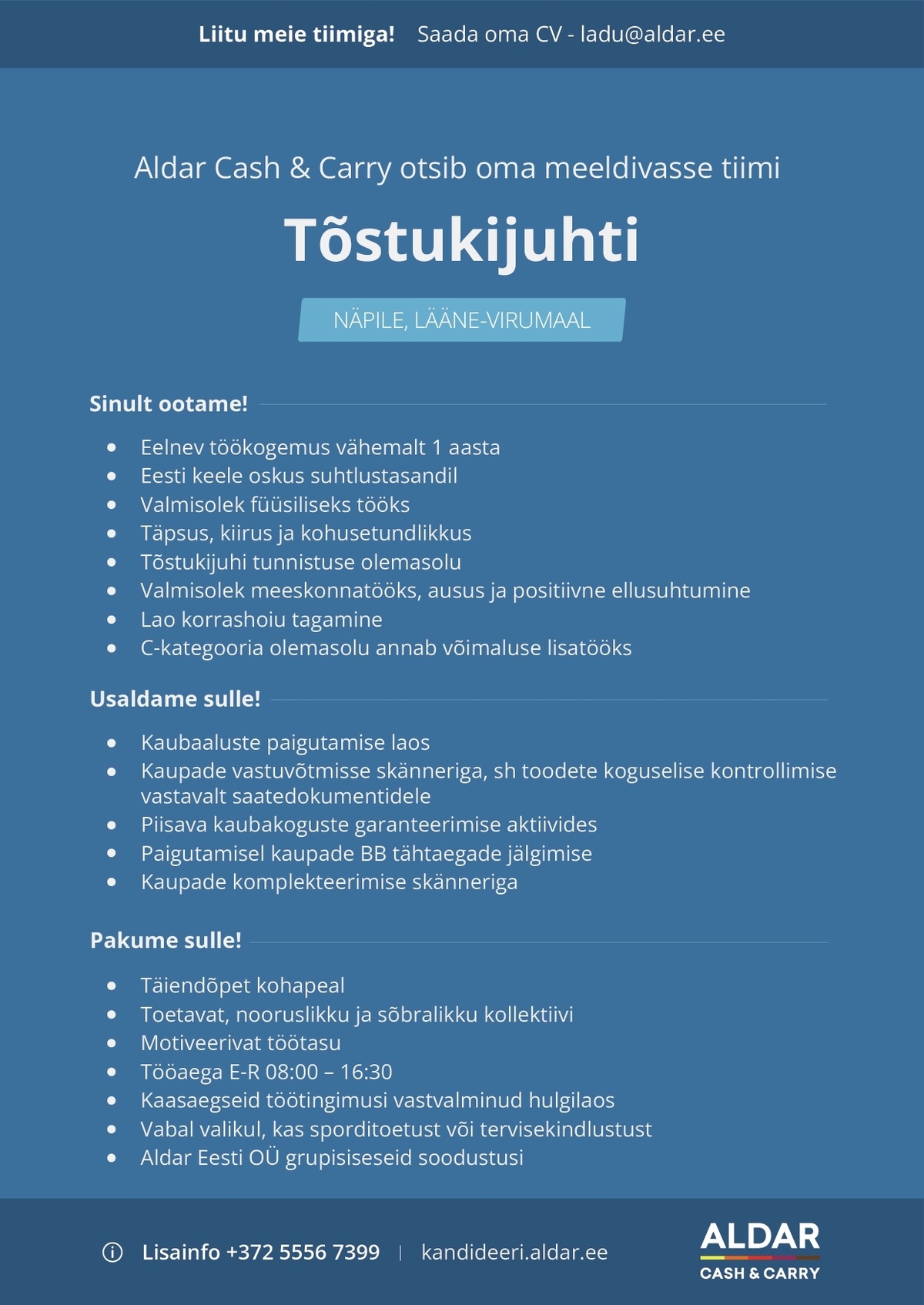 Aldar Eesti OÜ Tõstukijuht