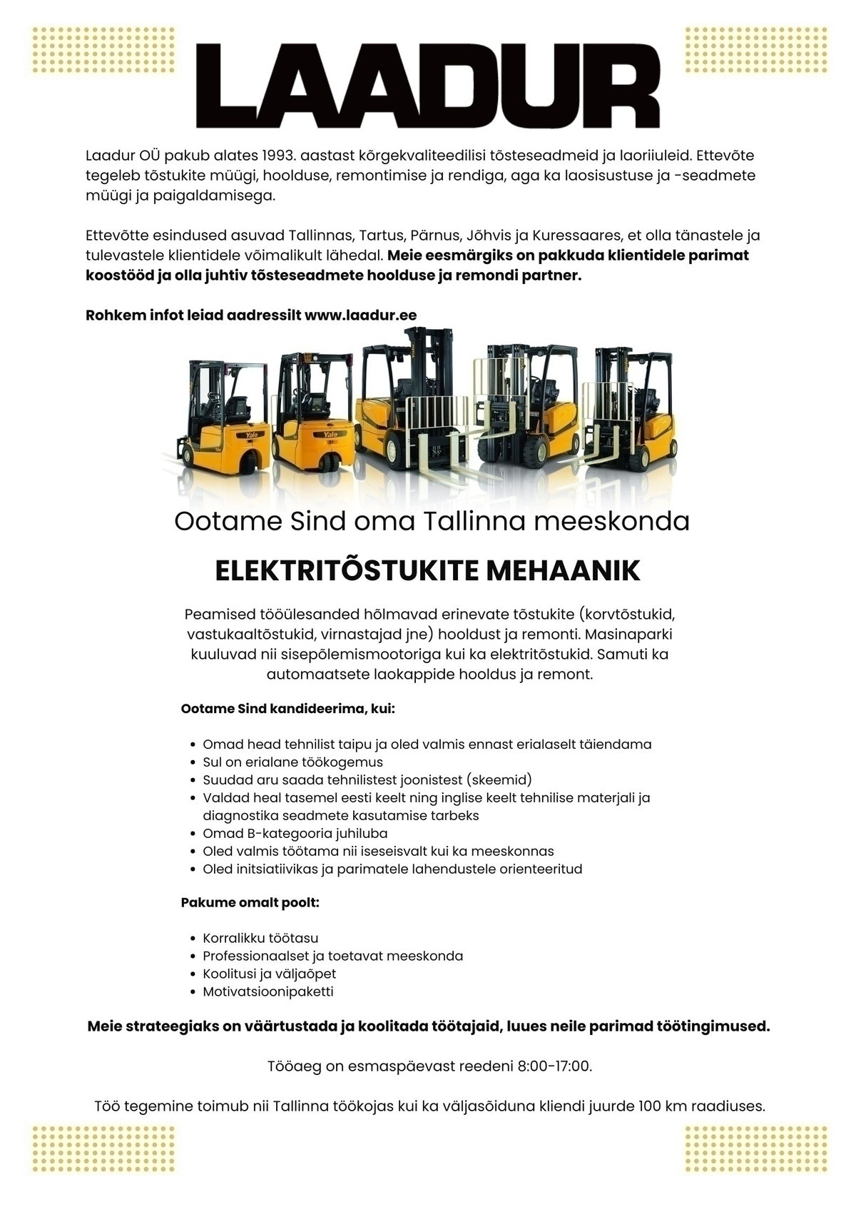 Laadur OÜ Elektritõstukite mehaanik