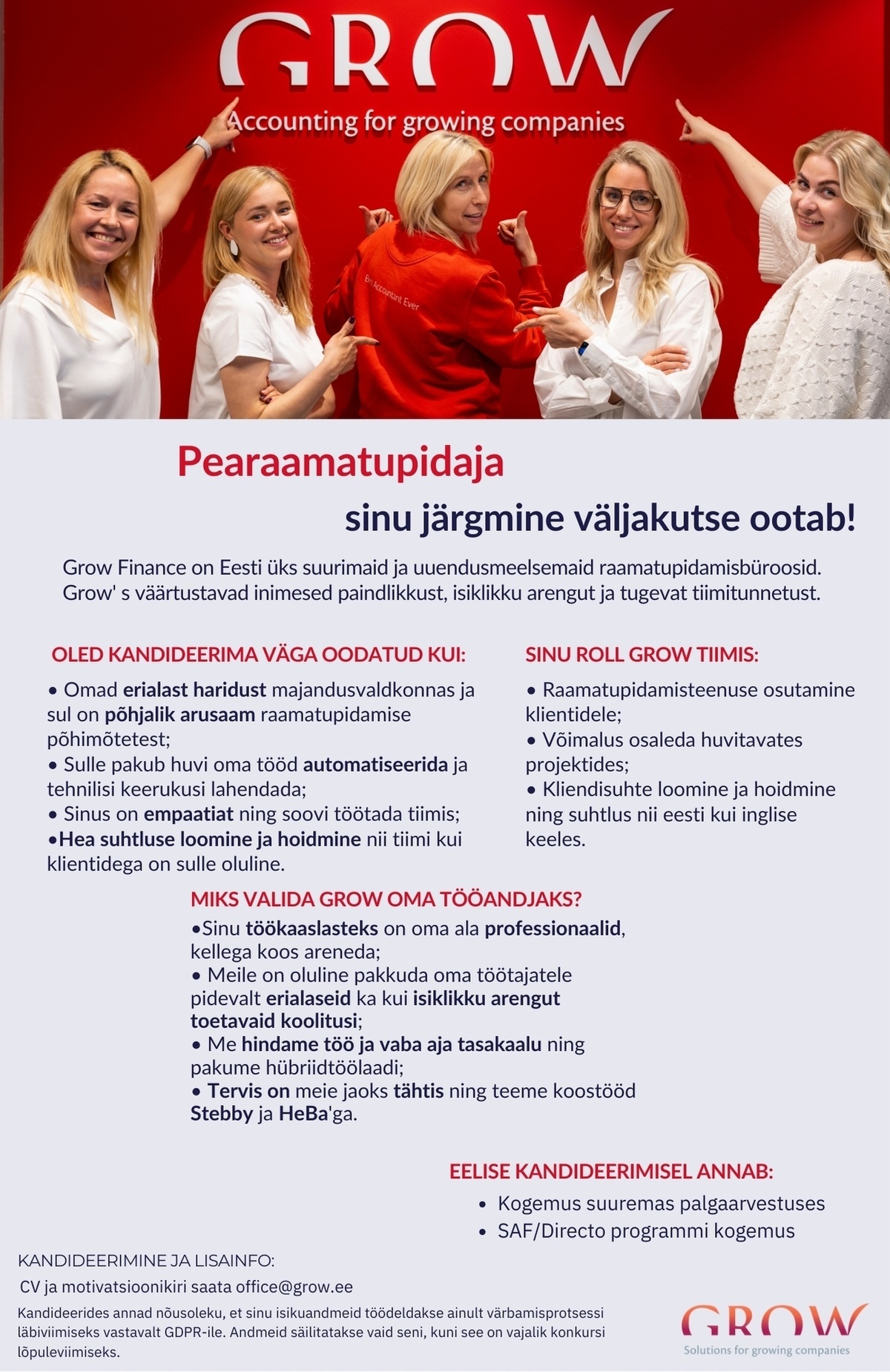 Grow Finance OÜ Pearaamatupidaja