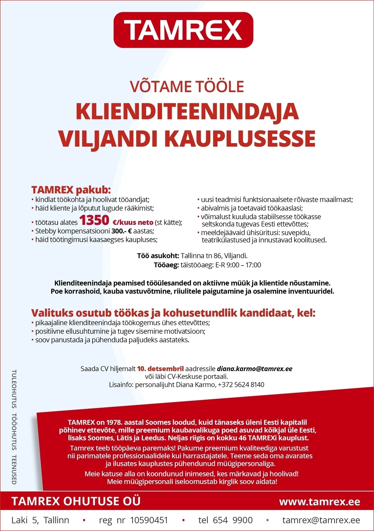 Tamrex Ohutuse OÜ Klienditeenindaja