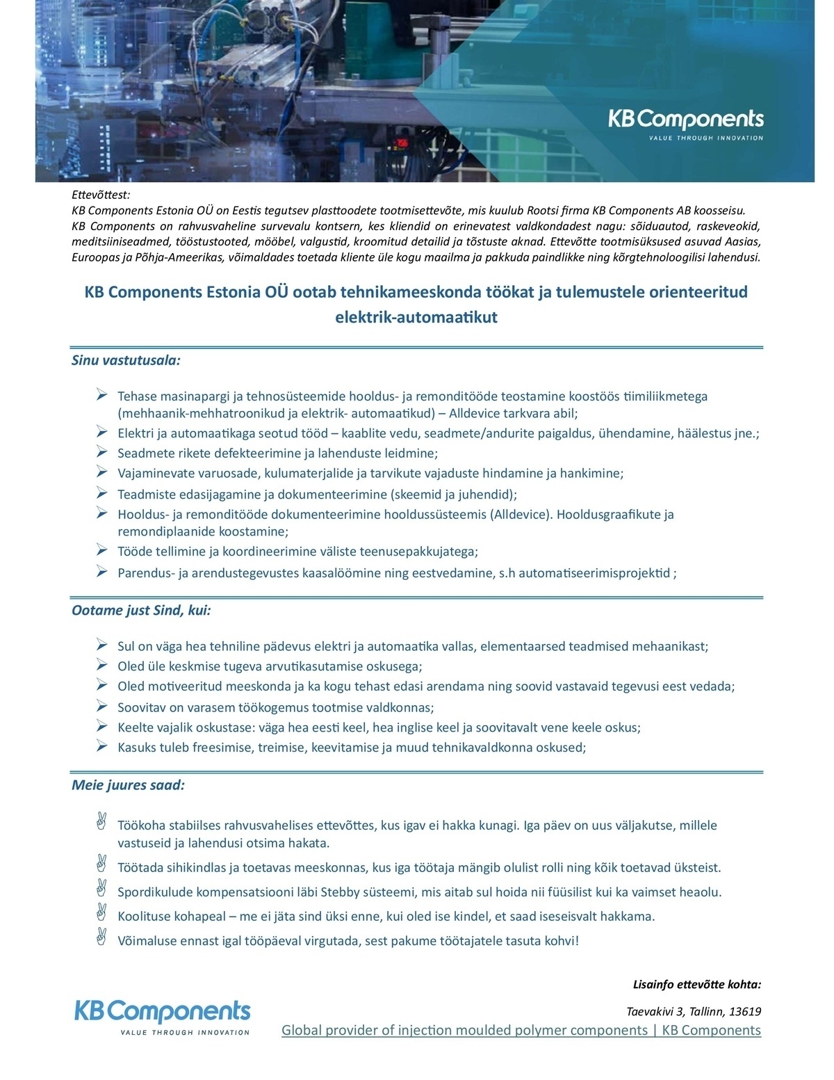 KB Components Estonia OÜ Elektrik-automaatik