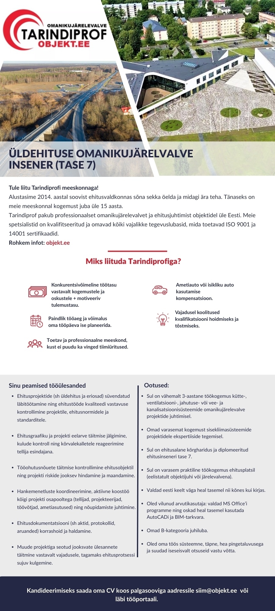 Tarindiprof OÜ Üldehituse omanikujärelevalve insener (tase 7)