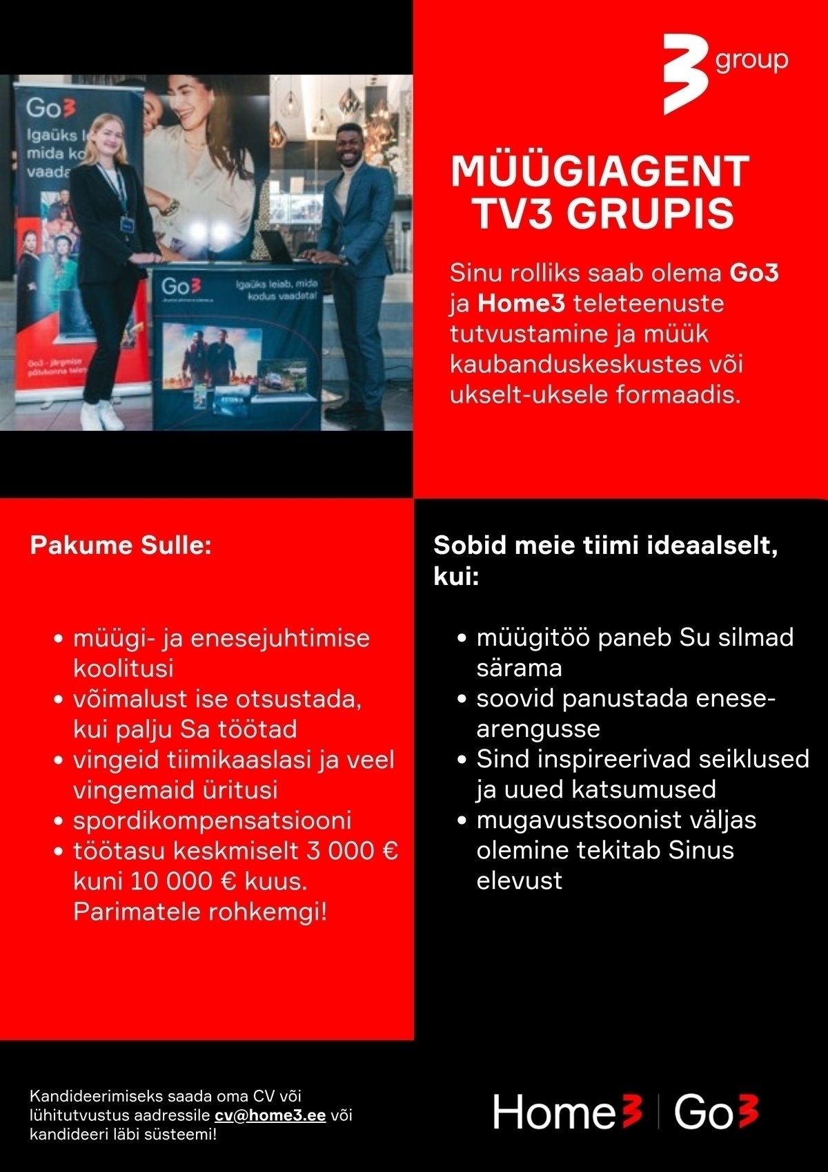 Go3 Baltics AS Müügispetsialist TV3 Grupis