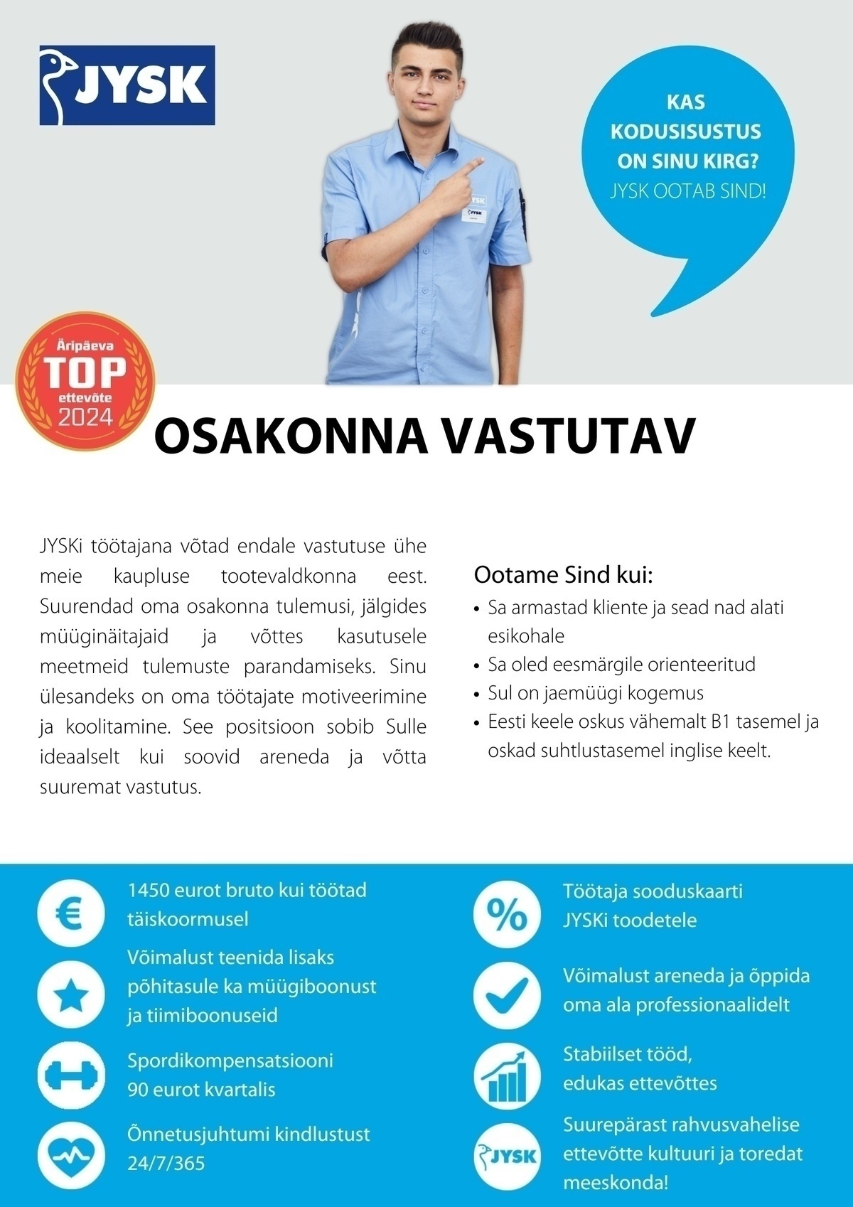 JYSK Linnen'n Furniture OÜ Osakonna vastutav - Nautica JYSK