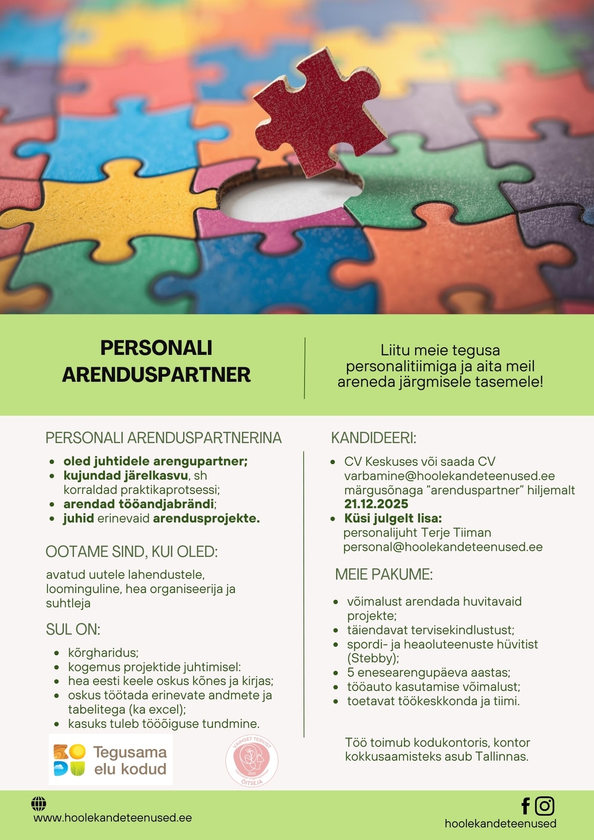 HOOLEKANDETEENUSED AS Personali arenduspartner