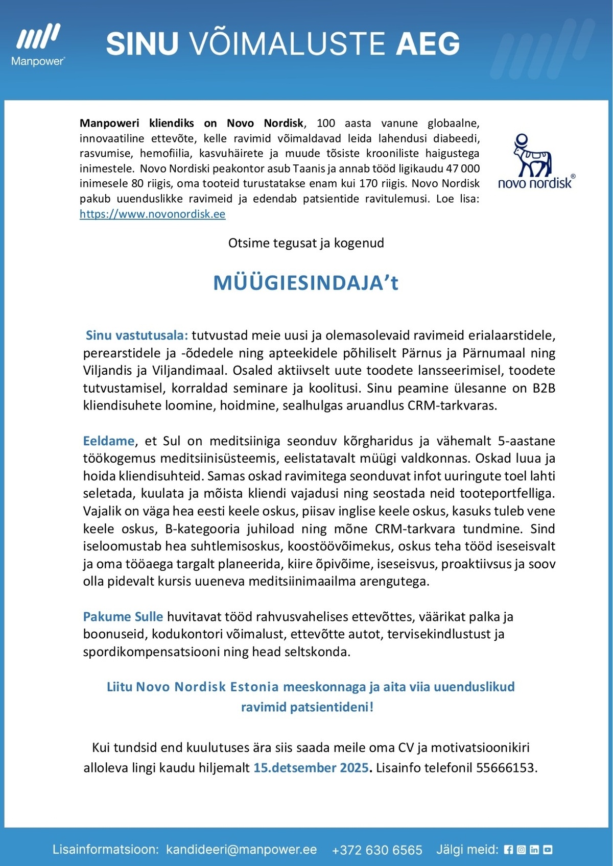 Manpower OÜ Müügiesindaja