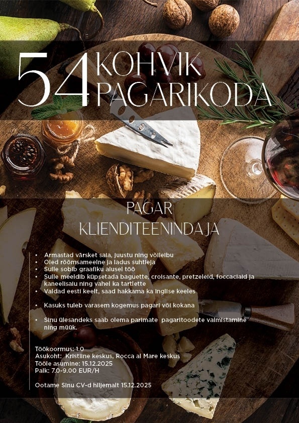 Viies Maitse OÜ Klienditeenindaja / Pagar