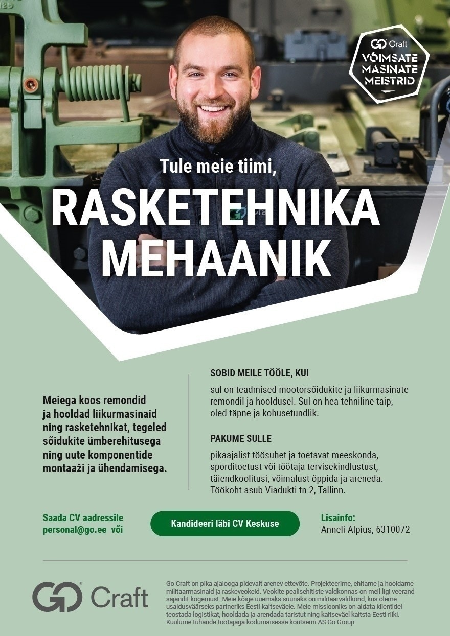 OÜ GoCraft Rasketehnika mehaanik