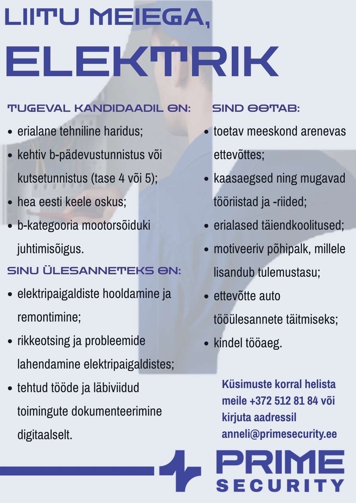 Prime Security OÜ Elektrik