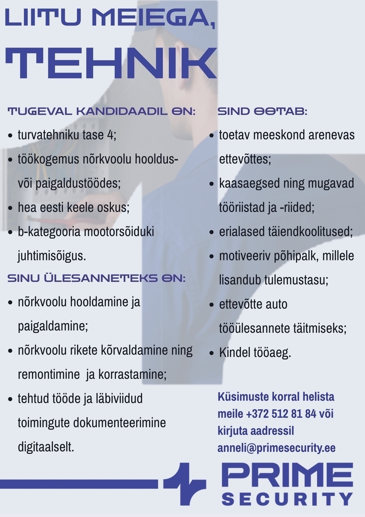 Prime Security OÜ Tehnik