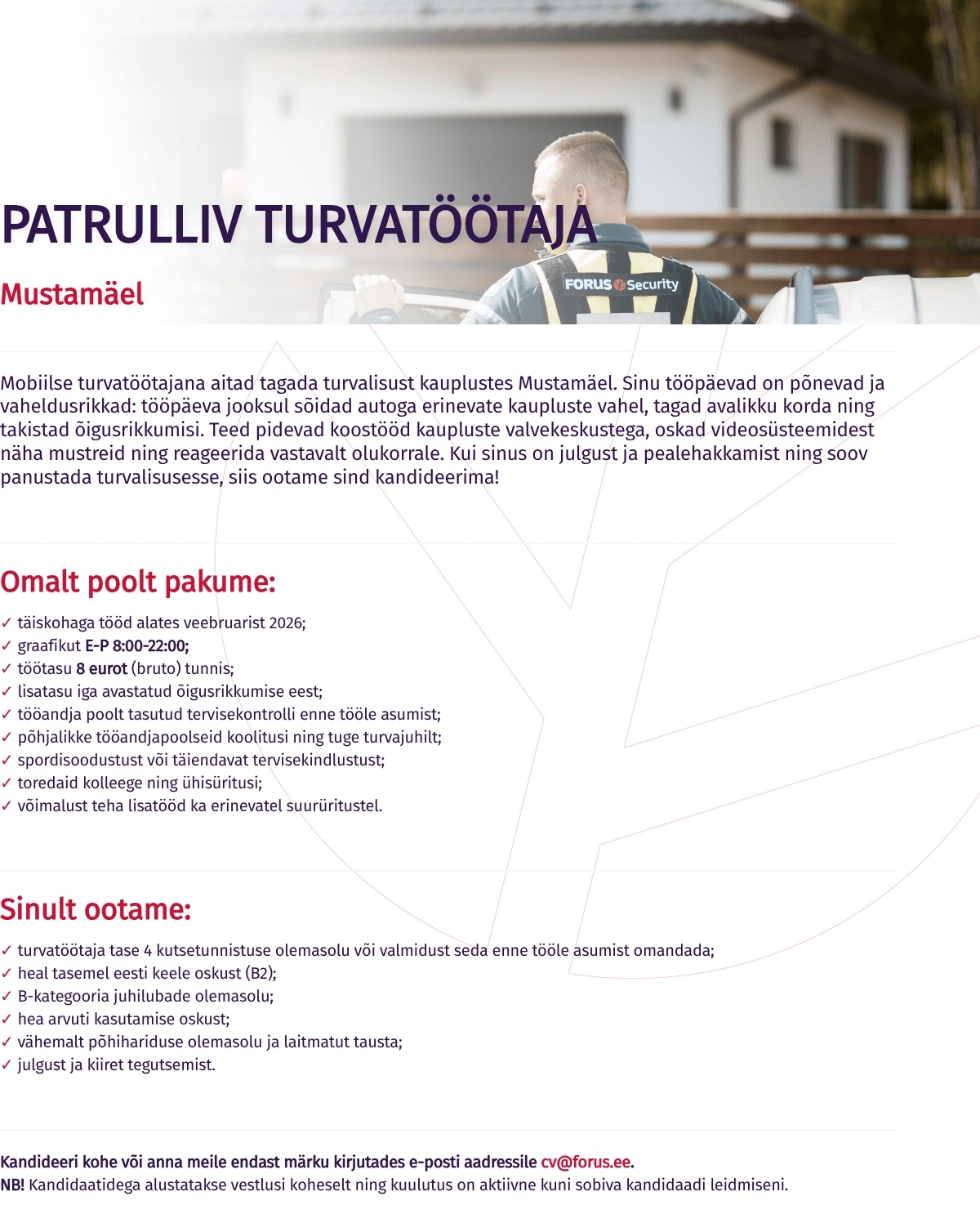 Forus Security AS Patrulliv turvatöötaja Mustamäel