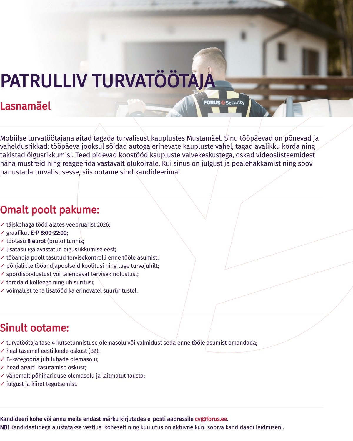 Forus Security AS Patrulliv turvatöötaja Lasnamäel