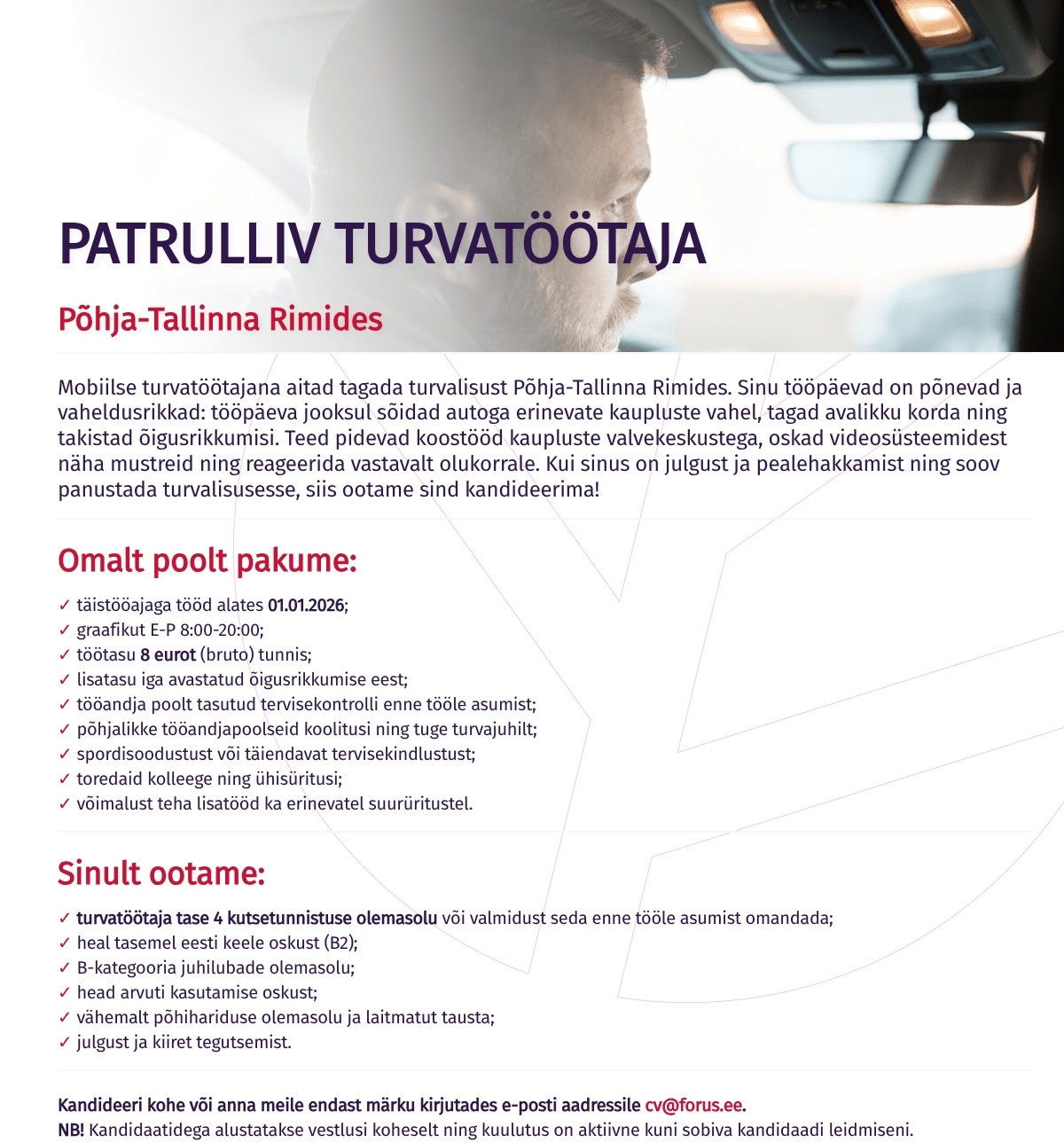 Forus Security AS Patrulliv turvatöötaja Põhja-Tallinnas