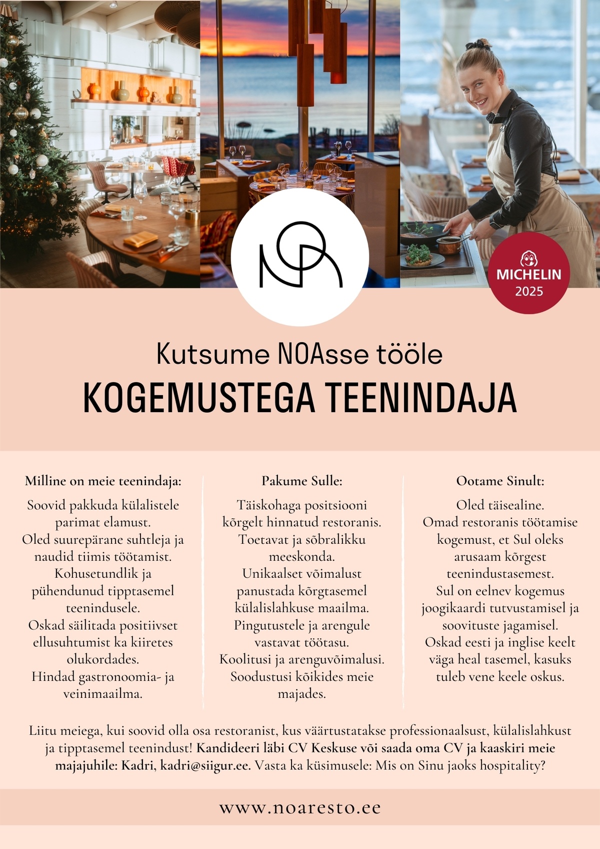 NOA restoran KOGEMUSTEGA TEENINDAJA NOA restorani
