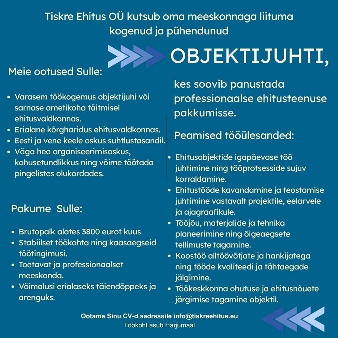 Tiskre Ehitus OÜ OBJEKTIJUHT