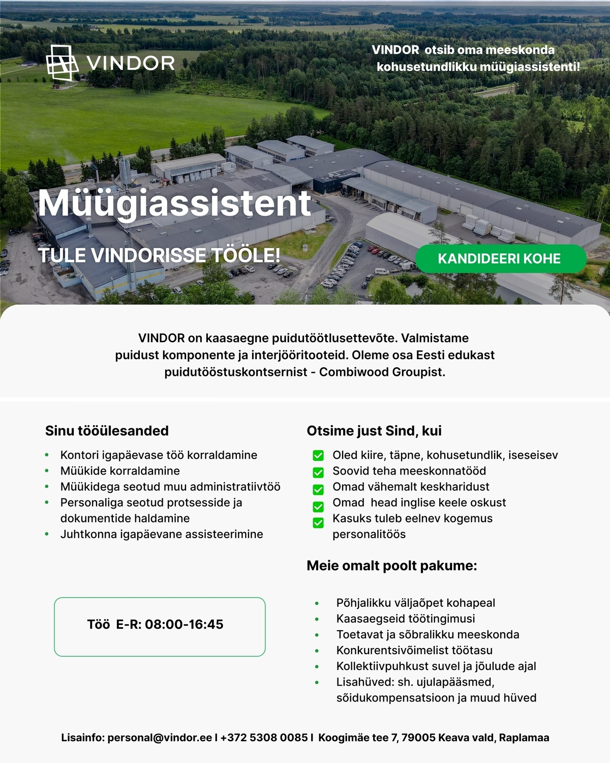 VINDOR OÜ Müügiassistent
