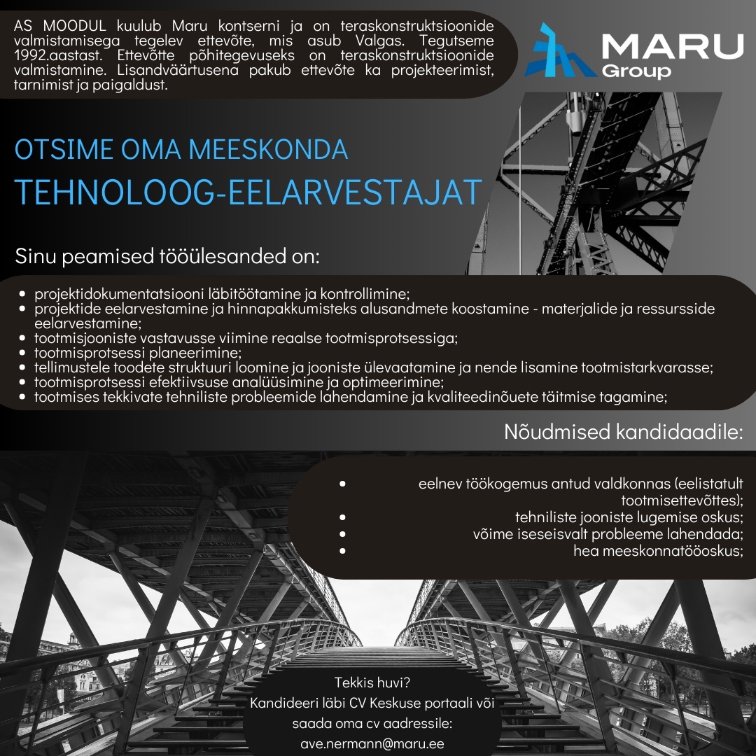 MOODUL AS TEHNOLOOG-EELARVESTAJA