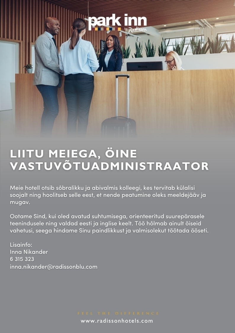 Central Hotell OÜ Öine vastuvõtuadministraator