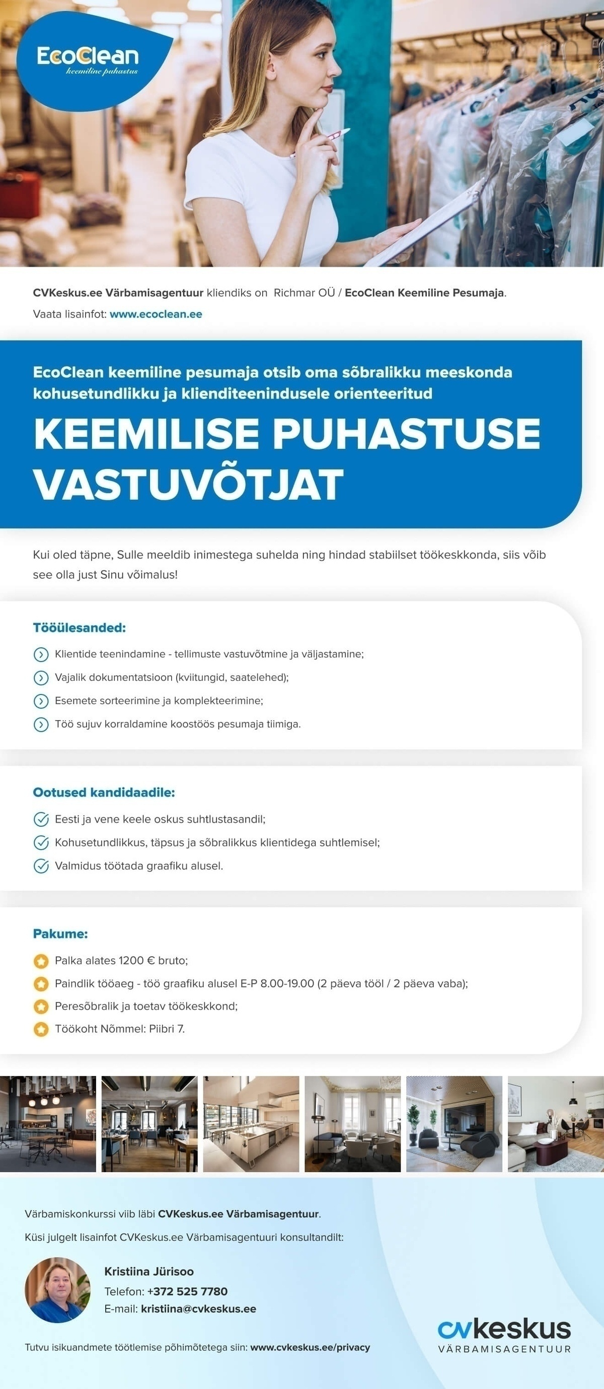 Richmar OÜ/EcoCleane KEEMILISE PUHASTUSE VASTUVÕTJA