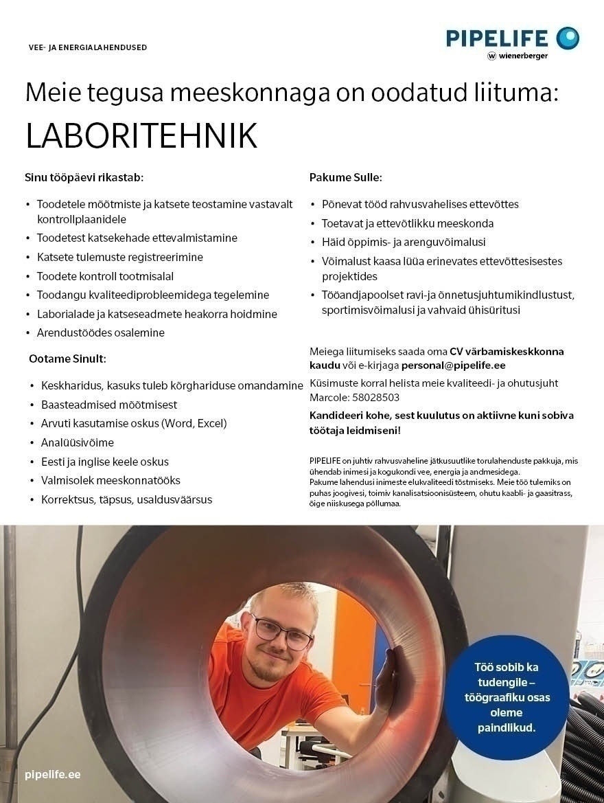 Pipelife Eesti AS Laboritehnik