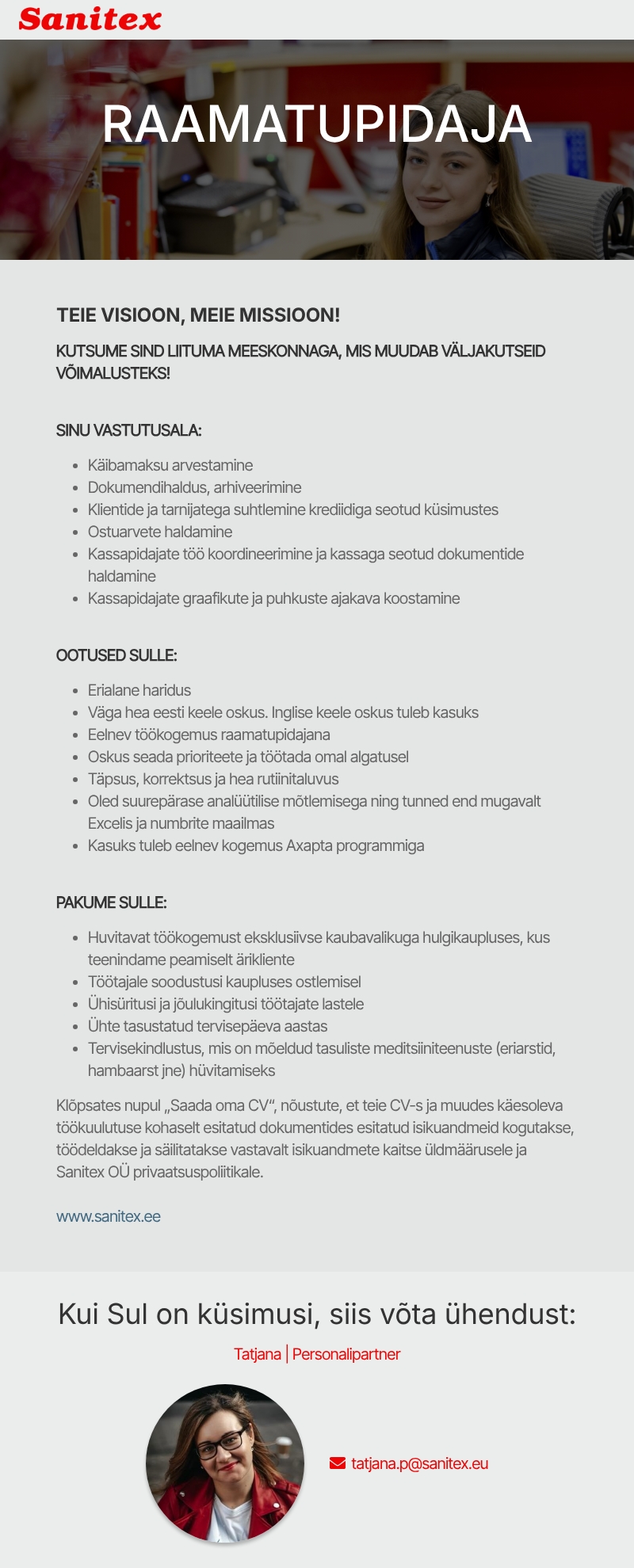 Sanitex OÜ Raamatupidaja Pärnu Promo Cash&Carry hulgikaupluses