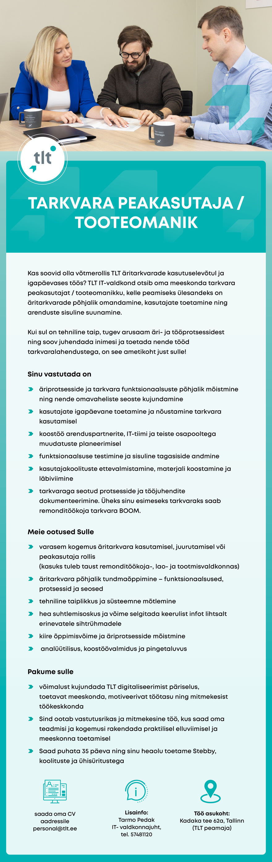 AS Tallinna Linnatransport Tarkvara peakasutaja/tooteomanik