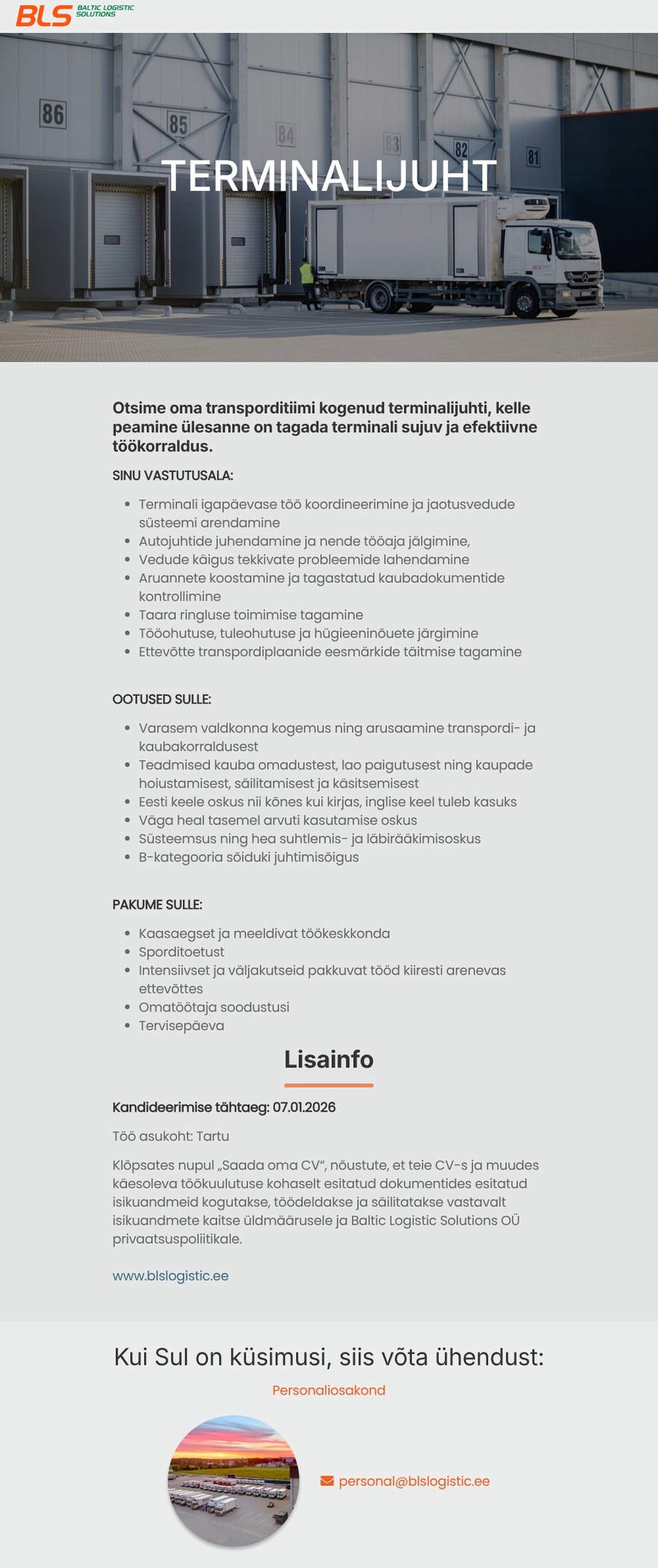 Baltic Logistic Solutions OÜ Terminalijuht