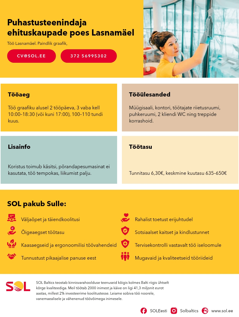 SOL Baltics OÜ Puhastusteenindaja ehituskaupade poes Lasnamäel