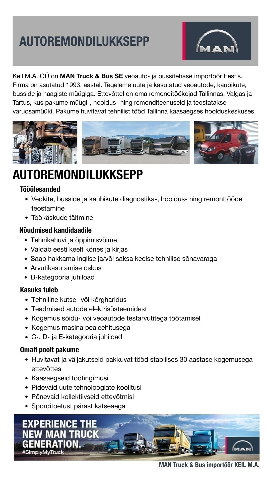 Keil M.A. OÜ Autoremondilukksepp
